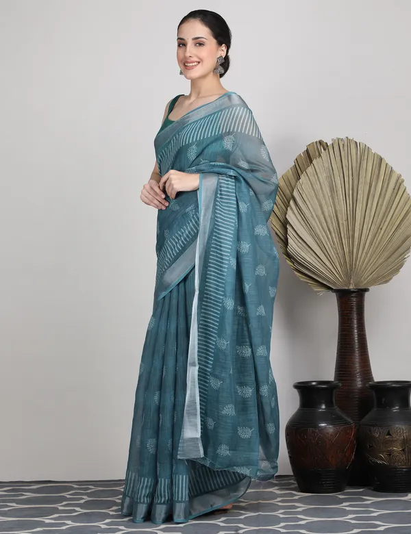 Tantvi_Amber_Aura_Cotton_Linen_Saree