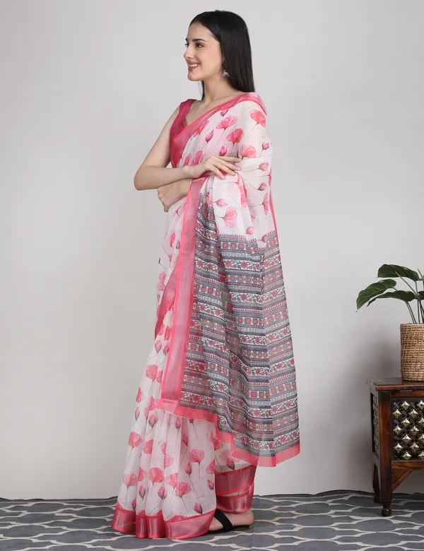 Tantvi_Blush_Bloom_Cotton_Linen_Saree