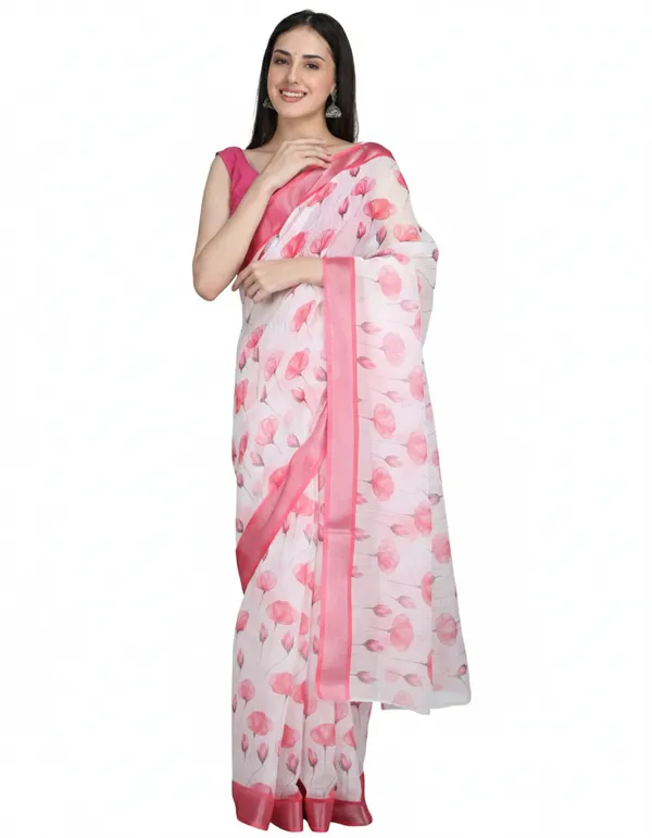 Tantvi_Blush_Bloom_Cotton_Linen_Saree
