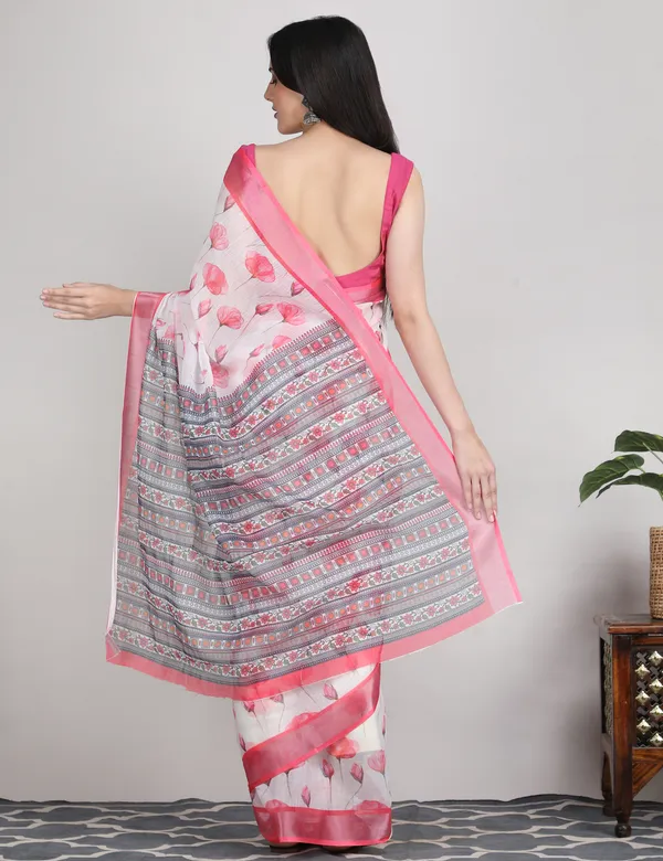 Tantvi_Blush_Bloom_Cotton_Linen_Saree