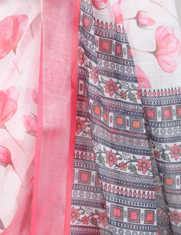 Tantvi_Blush_Bloom_Cotton_Linen_Saree