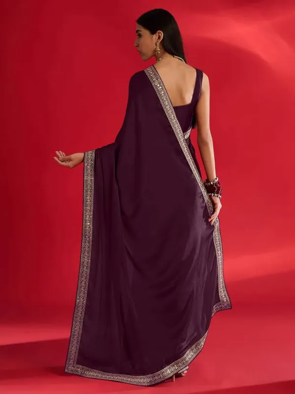 Tantvi_Scarlet_Royale-Maroon_Pure_chiffon_Satin_Saree