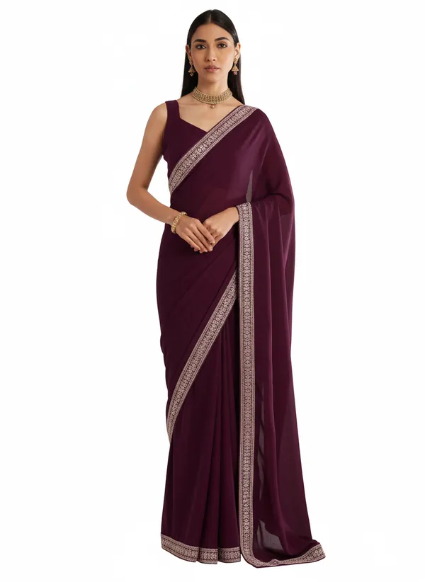 Tantvi_Scarlet_Royale-Maroon_Pure_chiffon_Satin_Saree