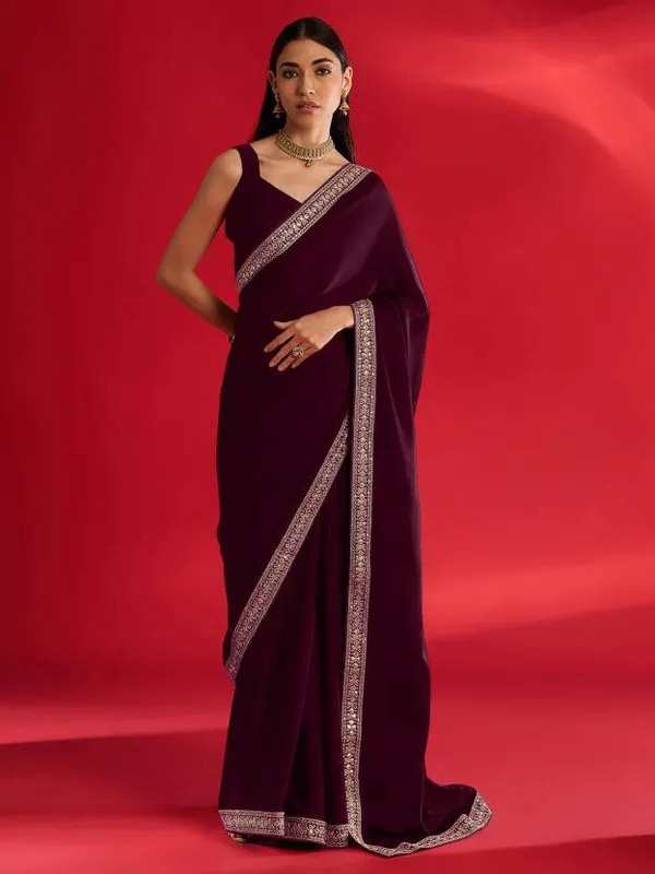Tantvi_Scarlet_Royale-Maroon_Pure_chiffon_Satin_Saree