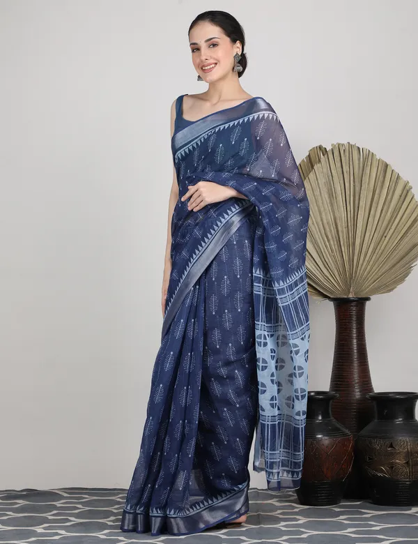 Tantvi_Midnight_Mosaic_Saree_Cotton_Linen_Saree