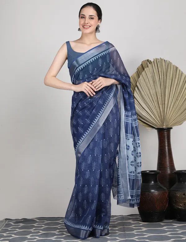 Tantvi_Midnight_Mosaic_Saree_Cotton_Linen_Saree