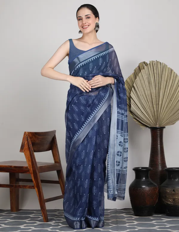 Tantvi_Midnight_Mosaic_Saree_Cotton_Linen_Saree
