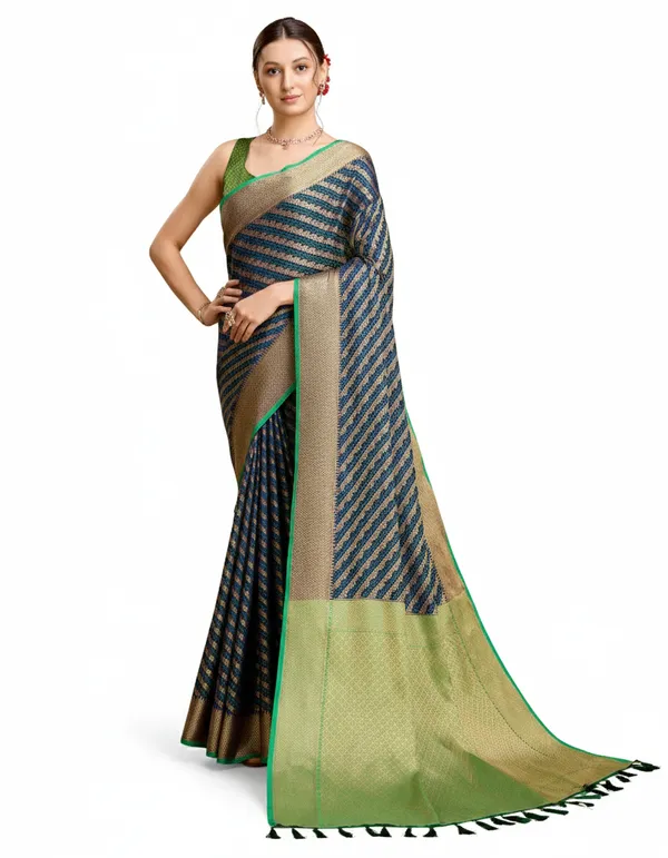 Tantvi_Green_Grandeur_Banarsi_Silk_Jacquard_Saree