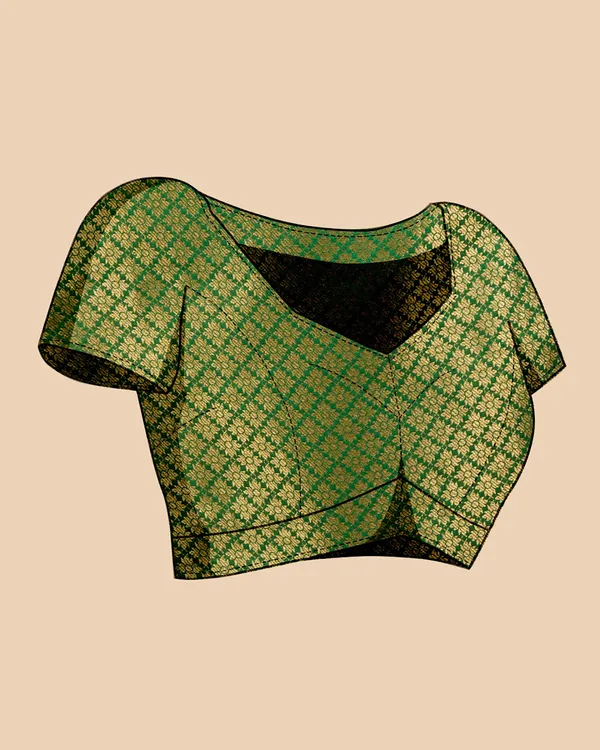 Tantvi_Green_Grandeur_Banarsi_Silk_Jacquard_Saree