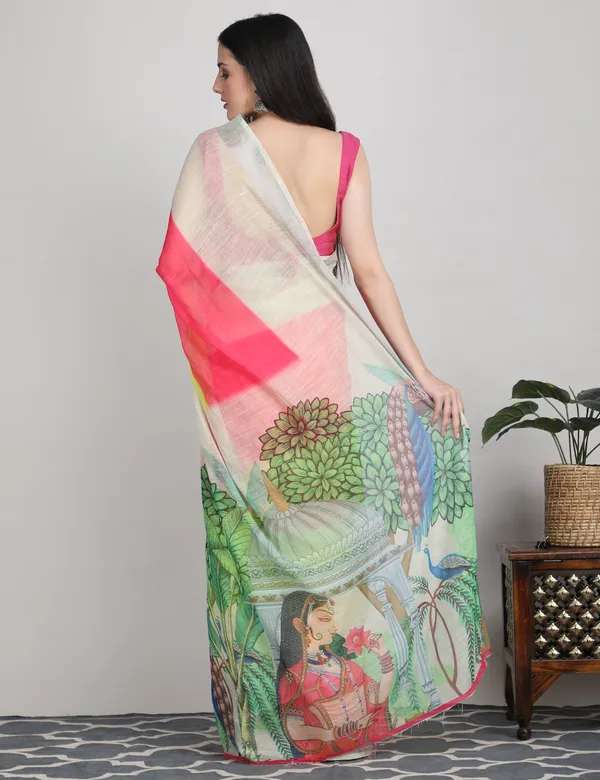 Tantvi_Pallu_Portrait_Cotton_Linen_Saree