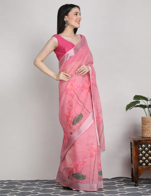 Tantvi_Sacred_Bloom_Cotton_Linen_Saree