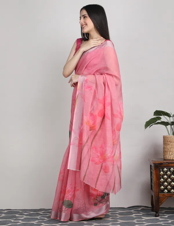 Tantvi_Sacred_Bloom_Cotton_Linen_Saree