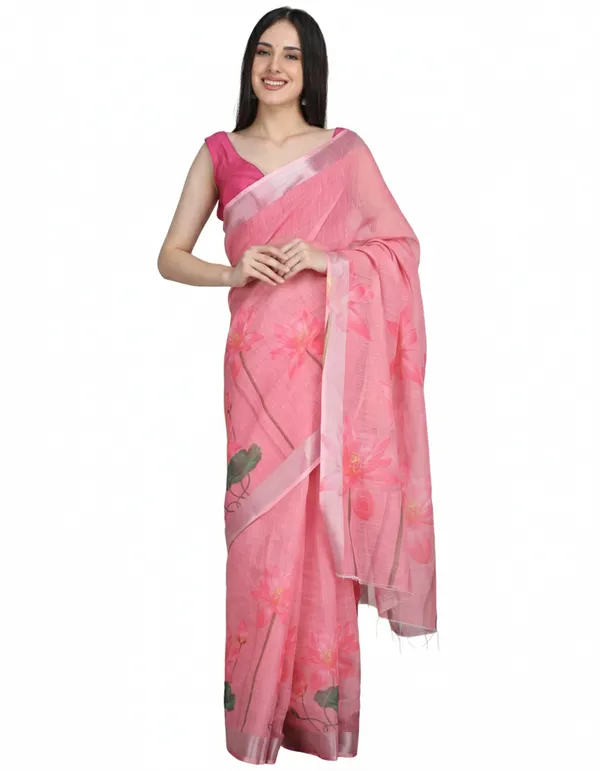 Tantvi_Sacred_Bloom_Cotton_Linen_Saree