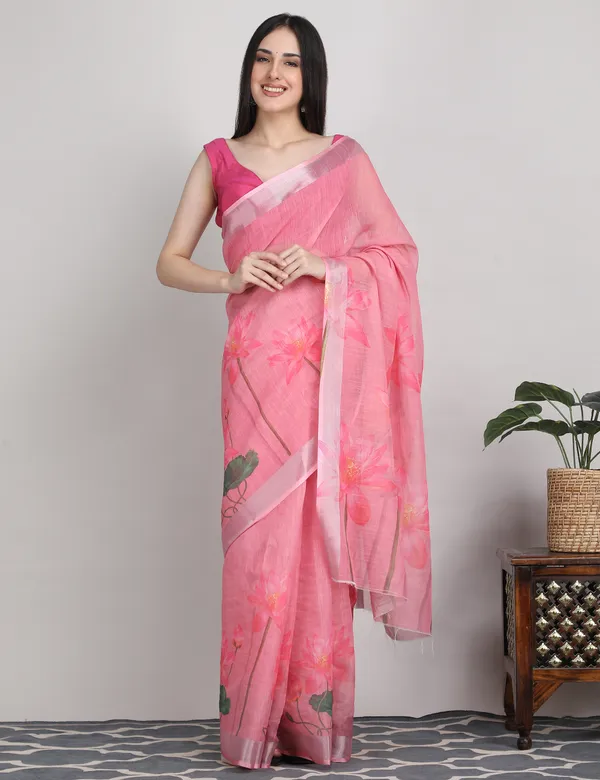 Tantvi_Sacred_Bloom_Cotton_Linen_Saree
