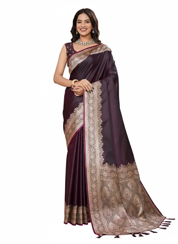 Tantvi_Maroon_Majesty_Silk_Satin_Saree