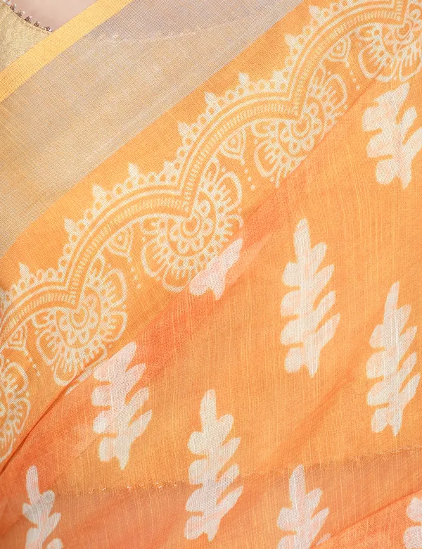 Tantvi_Tangerine_Taar_Cotton_Linen_Saree