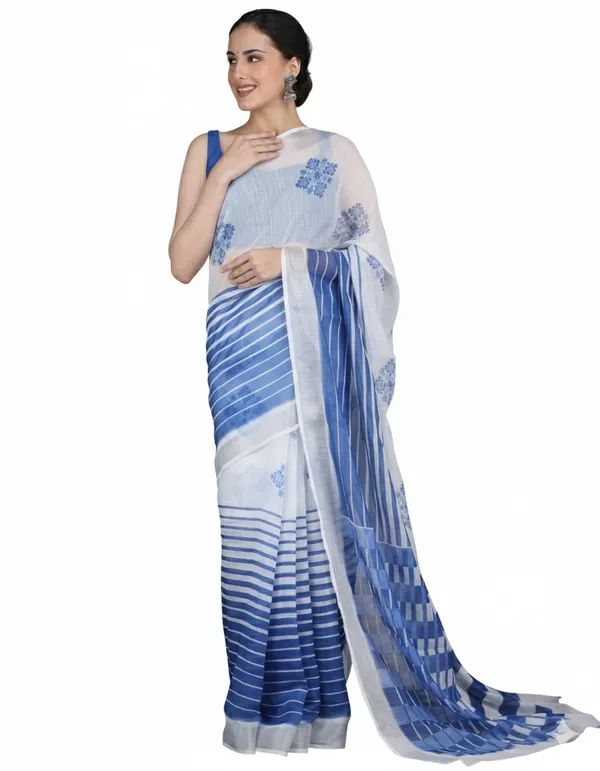 Tantvi_Azure_Whispers_Cotton_Linen_Saree