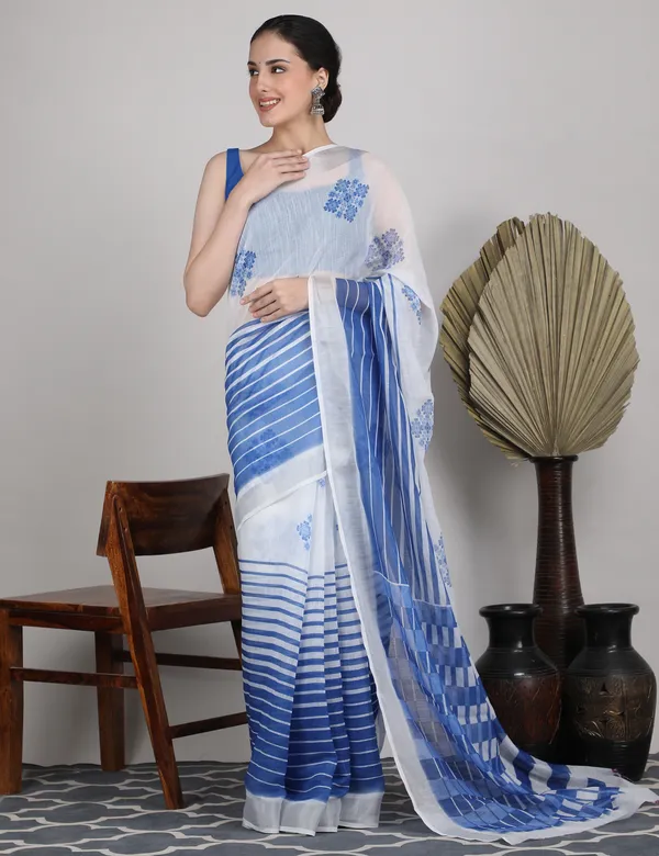 Tantvi_Azure_Whispers_Cotton_Linen_Saree