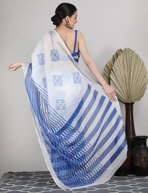 Tantvi_Azure_Whispers_Cotton_Linen_Saree