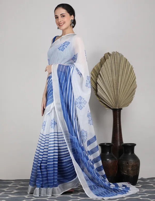 Tantvi_Azure_Whispers_Cotton_Linen_Saree