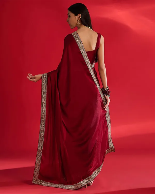 Tantvi_Scarlet_Royale-Red_Pure_chiffon_Satin_Saree
