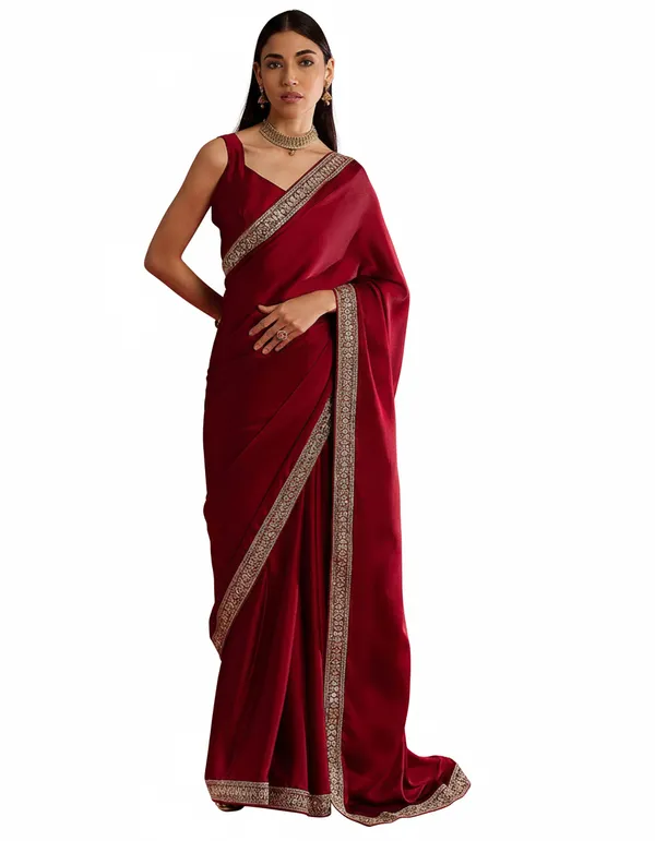 Tantvi_Scarlet_Royale-Red_Pure_chiffon_Satin_Saree