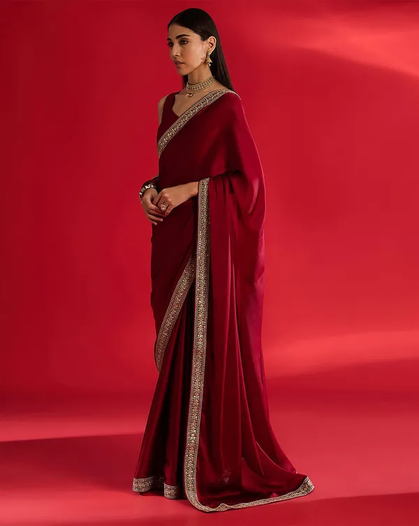 Tantvi_Scarlet_Royale-Red_Pure_chiffon_Satin_Saree