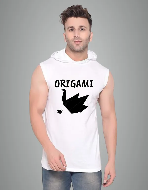 White_Cotton_Blend_Trendy_Origami_Gym_Vest_For_Men