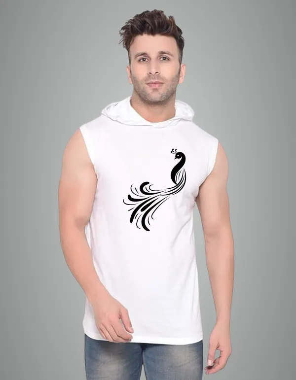 White_Cotton_Blend_Trendy_Peacock_2_Gym_Vest_For_Men