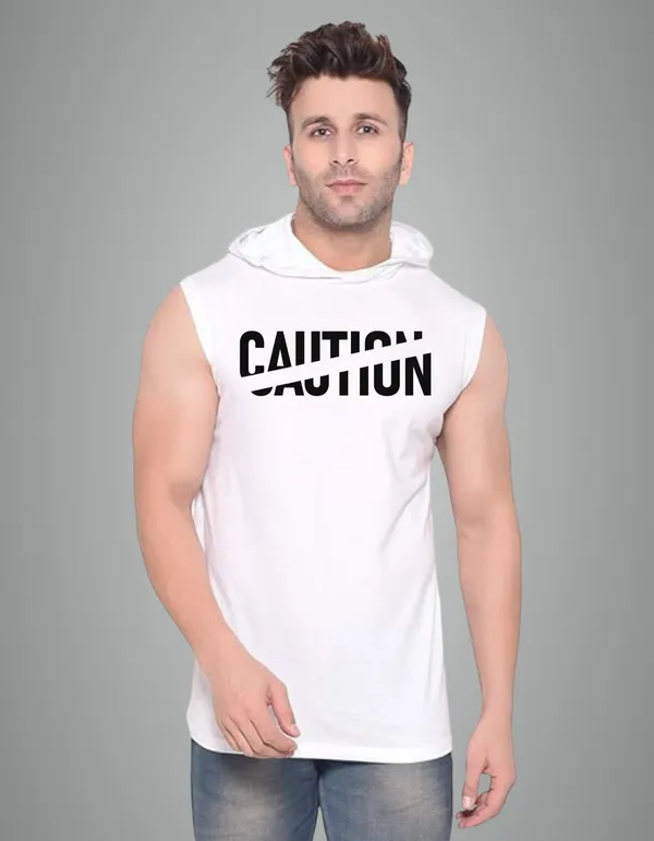 White_Cotton_Blend_Trendy_Caution_Gym_Vest_For_Men