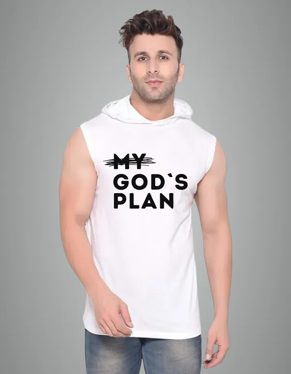 White_Cotton_Blend_Trendy_My_God'S_Plan_Gym_Vest_For_Men
