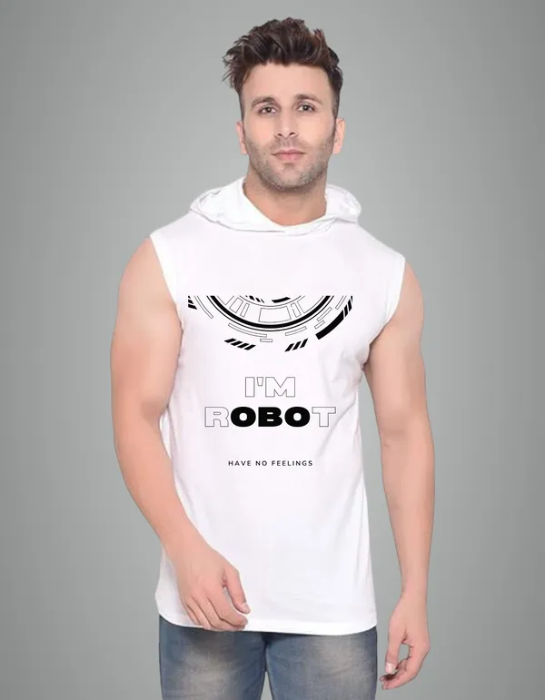 White_Cotton_Blend_Trendy_I'M_Robot_Gym_Vest_For_Men