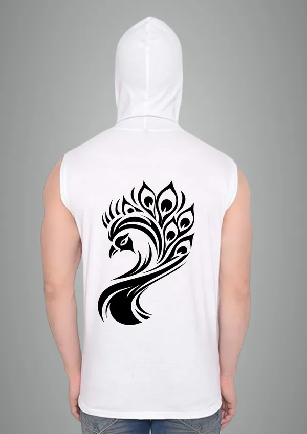 White_Cotton_Blend_Trendy_Peacockface_Gym_Vest_Back_Print_For_Men