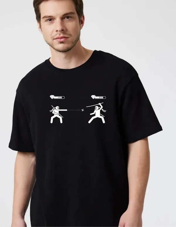 Black_Cotton_Blend_Trendy_Ninja_T-Shirt_For_Men