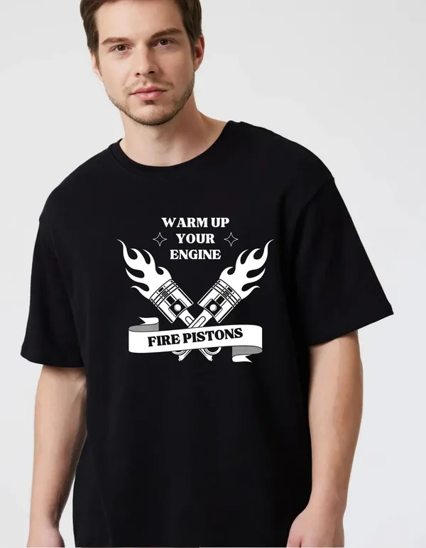Black_Cotton_Blend_Trendy_Warm_Up_Youur_Engine_T-Shirt_For_Men