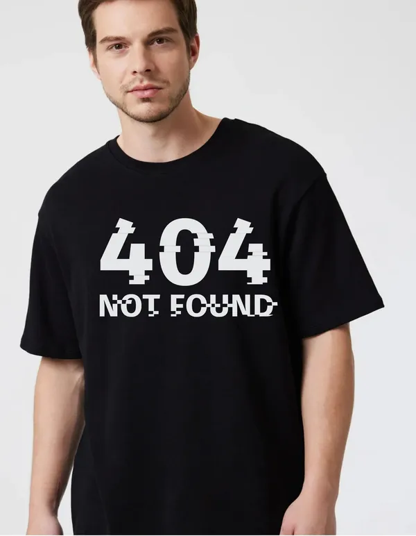 Black_Cotton_Blend_Trendy_404_Not_Found_T-Shirt_For_Men