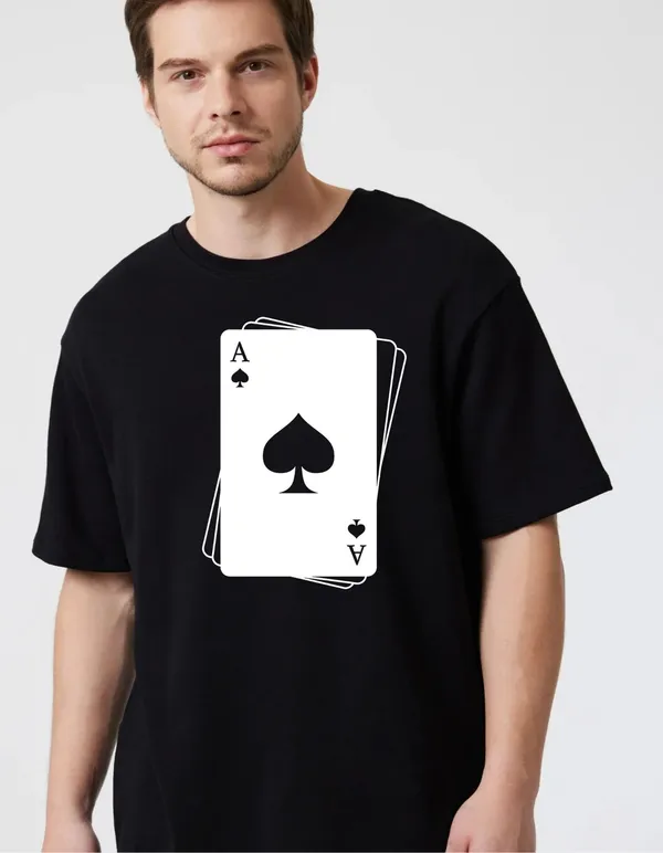 Black_Cotton_Blend_Trendy_Ace_Spade_T-Shirt_For_Men