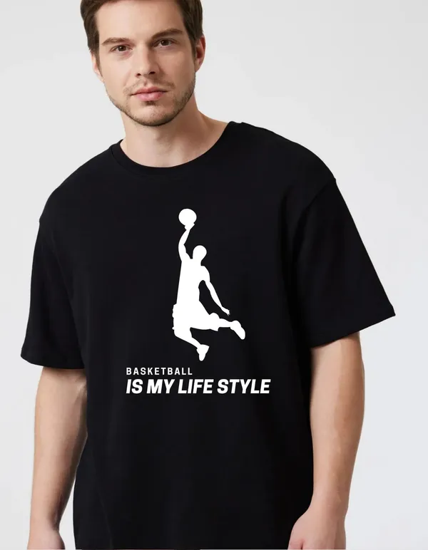 Black_Cotton_Blend_Trendy_Basket_Ball_Is_My_Life_T-Shirt_For_Men