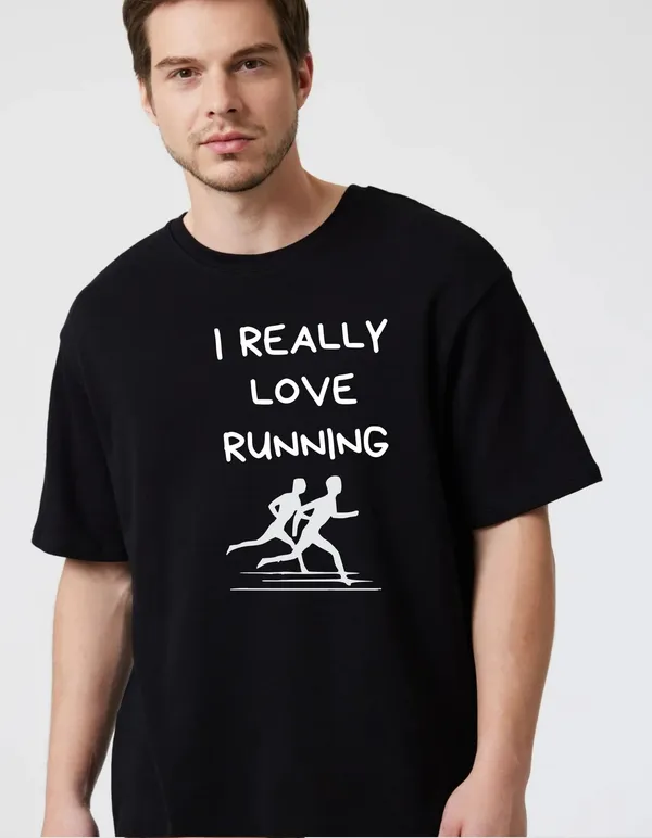 Black_Cotton_Blend_Trendy_Really_Love_Running_T-Shirt_For_Men