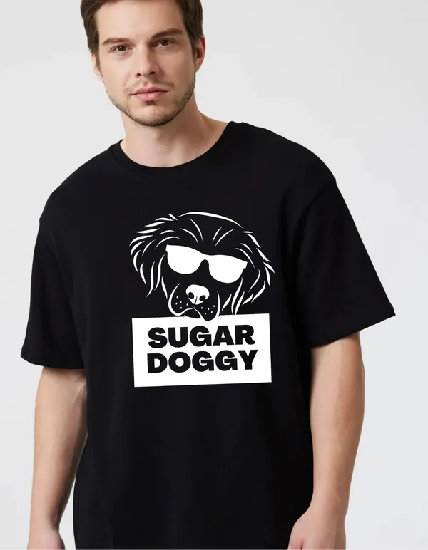 Black_Cotton_Blend_Trendy_Sugar_Doggy_T-Shirt_For_Men