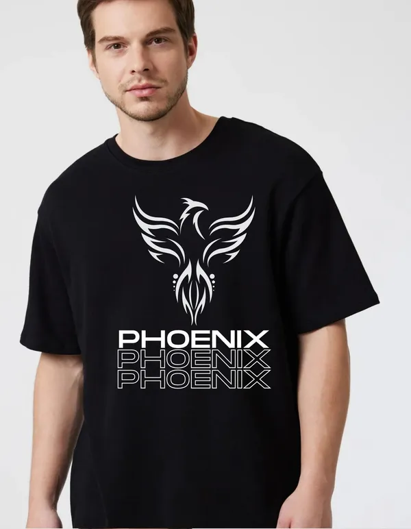 Black_Cotton_Blend_Trendy_Phoenix_T-Shirt_For_Men