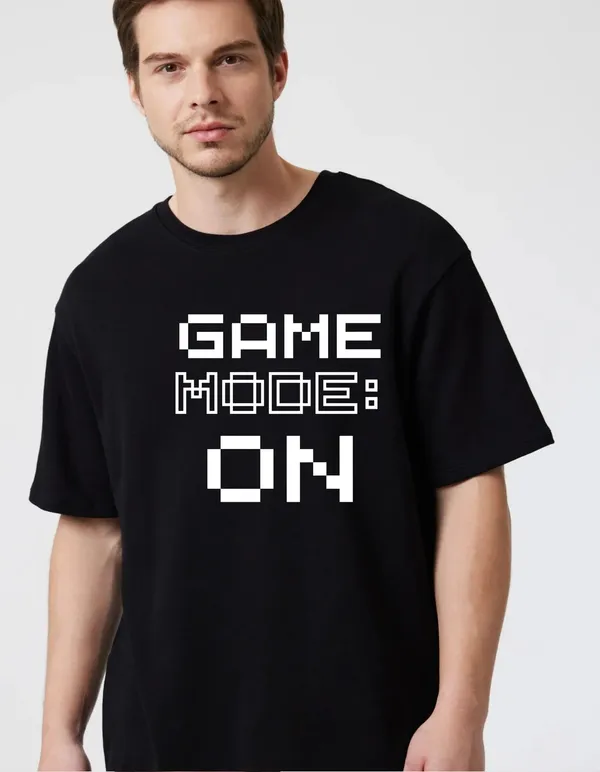 Black_Cotton_Blend_Trendy_Game_Mode_T-Shirt_For_Men
