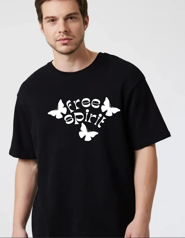 Black_Cotton_Blend_Trendy_Free_Spirit_T-Shirt_For_Men