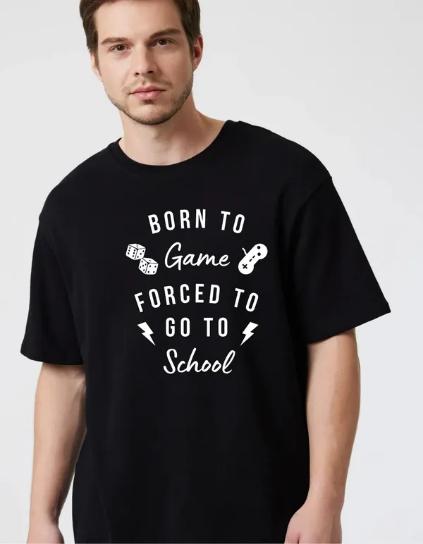 Black_Cotton_Blend_Trendy_Born_To_Game_T-Shirt_For_Men