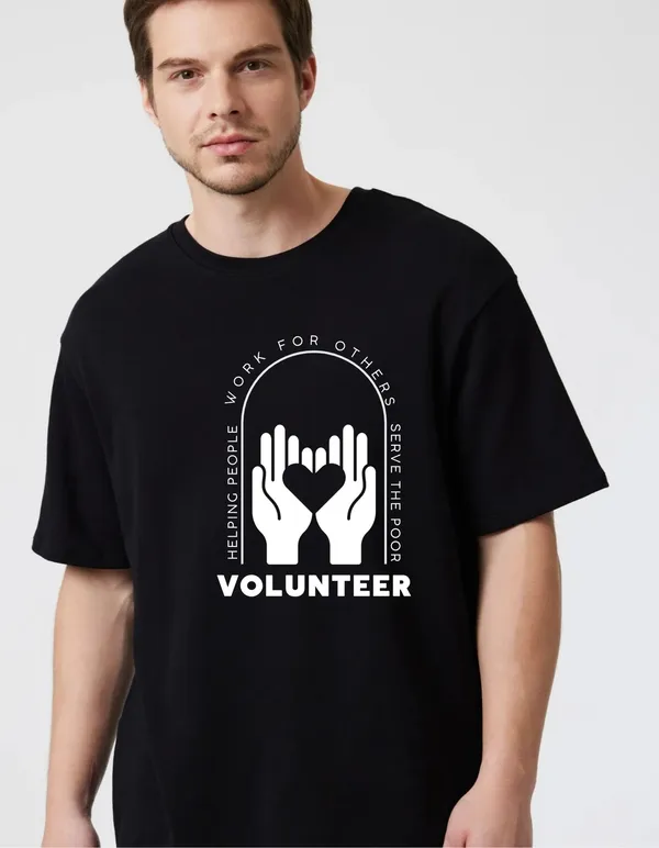 Black_Cotton_Blend_Trendy_Volunteer_T-Shirt_For_Men