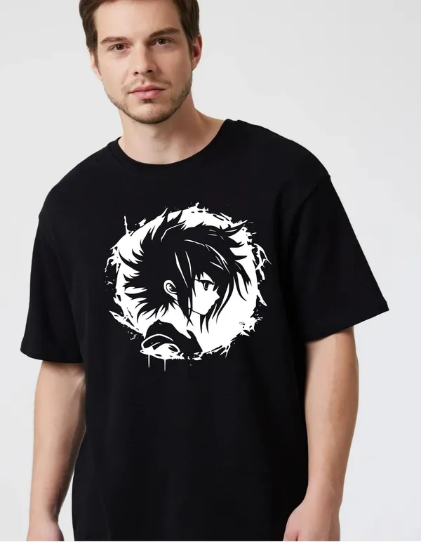 Black_Cotton_Blend_Trendy_Boy_Face_T-Shirt_For_Men