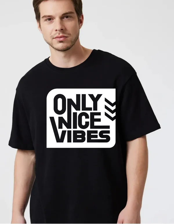 Black_Cotton_Blend_Trendy_Only_Nice_Vibes_T-Shirt_For_Men