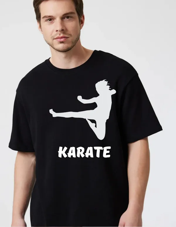 Black_Cotton_Blend_Trendy_Karate_T-Shirt_For_Men
