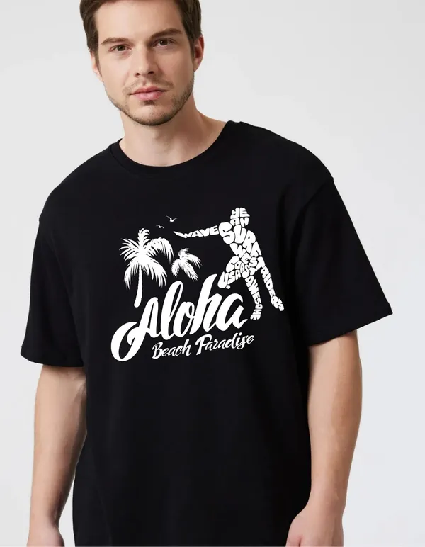 Black_Cotton_Blend_Trendy_Aloha_Beach_T-Shirt_For_Men