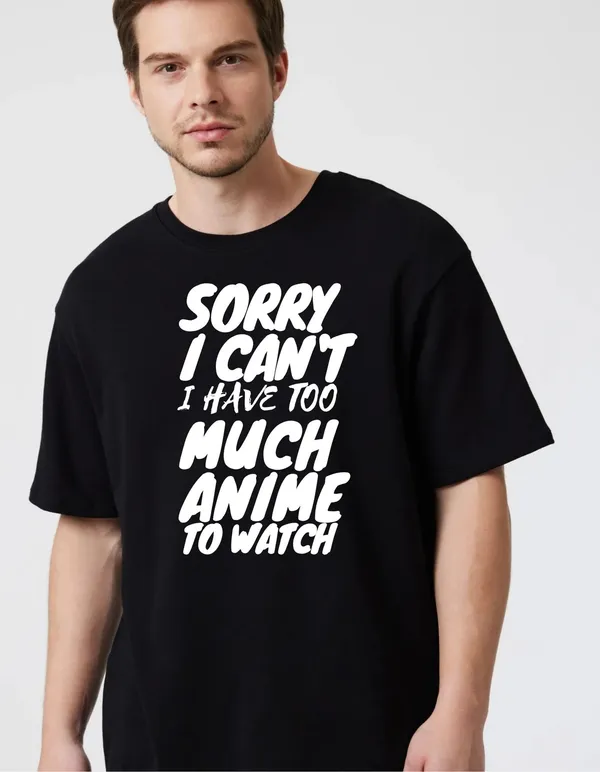 Black_Cotton_Blend_Trendy_Sorry_I_Can'T_T-Shirt_For_Men